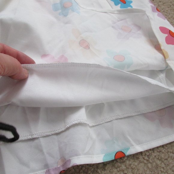 Shein Womens Skirt Sz Small White Floral Lined A Line Knee Length Zip Up Back - Picture 6 of 6